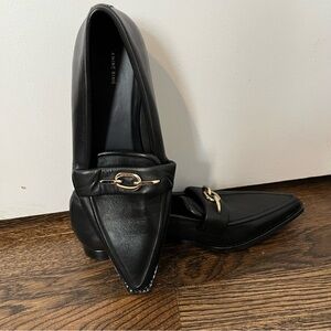 Anine Bing Selma Black Loafers with Gold Horsebit point toe size EU 38 US 8